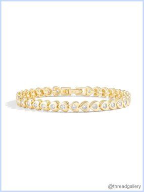 14K Gold Filled Tennis Bracelet for Women Zircon Fold-Over Clasp